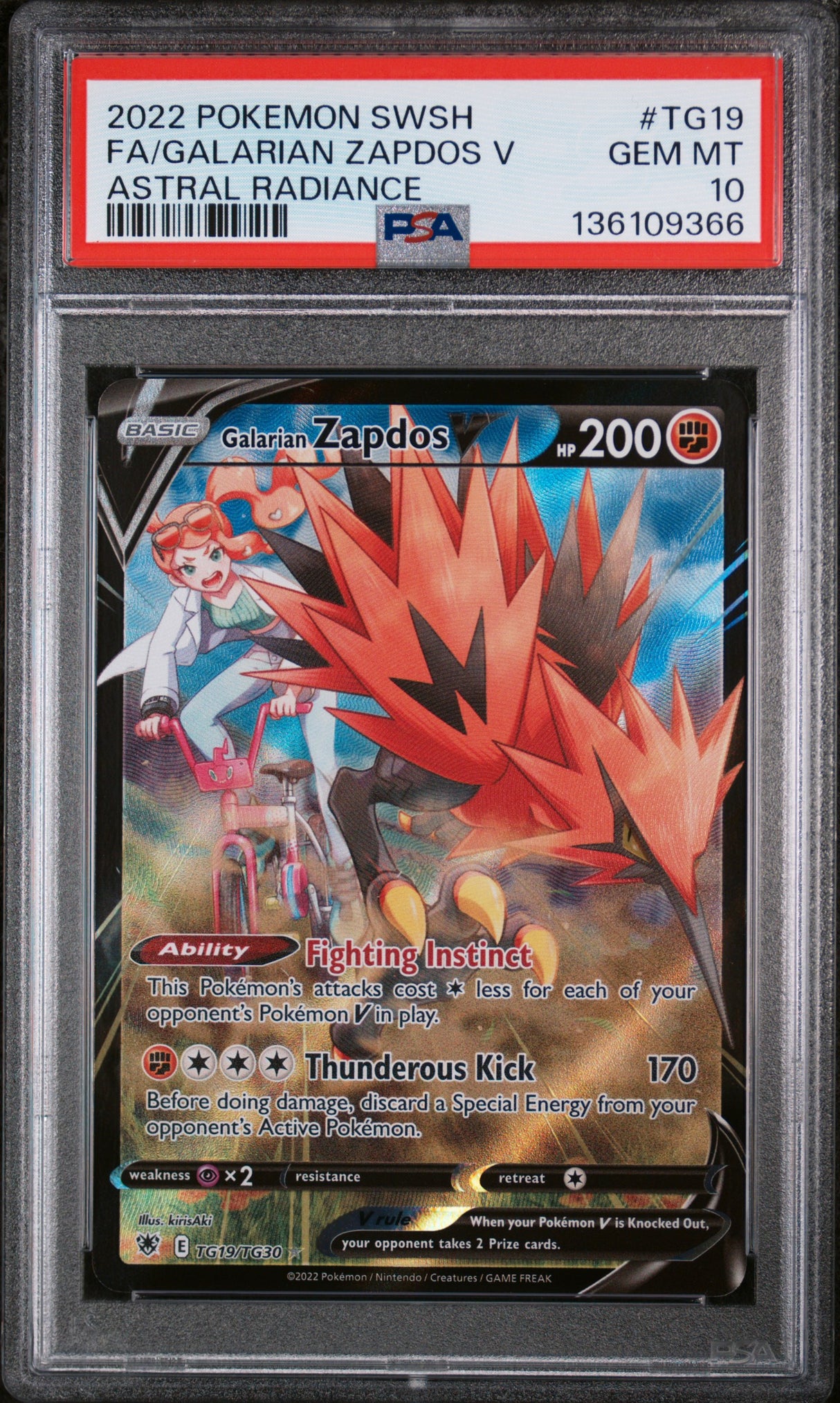 FA/GALARIAN ZAPDOS V ASTRAL RADIANCE 2022 POKEMON SWORD & SHIELD ASTRAL RADIANCE PSA GEM MT 10