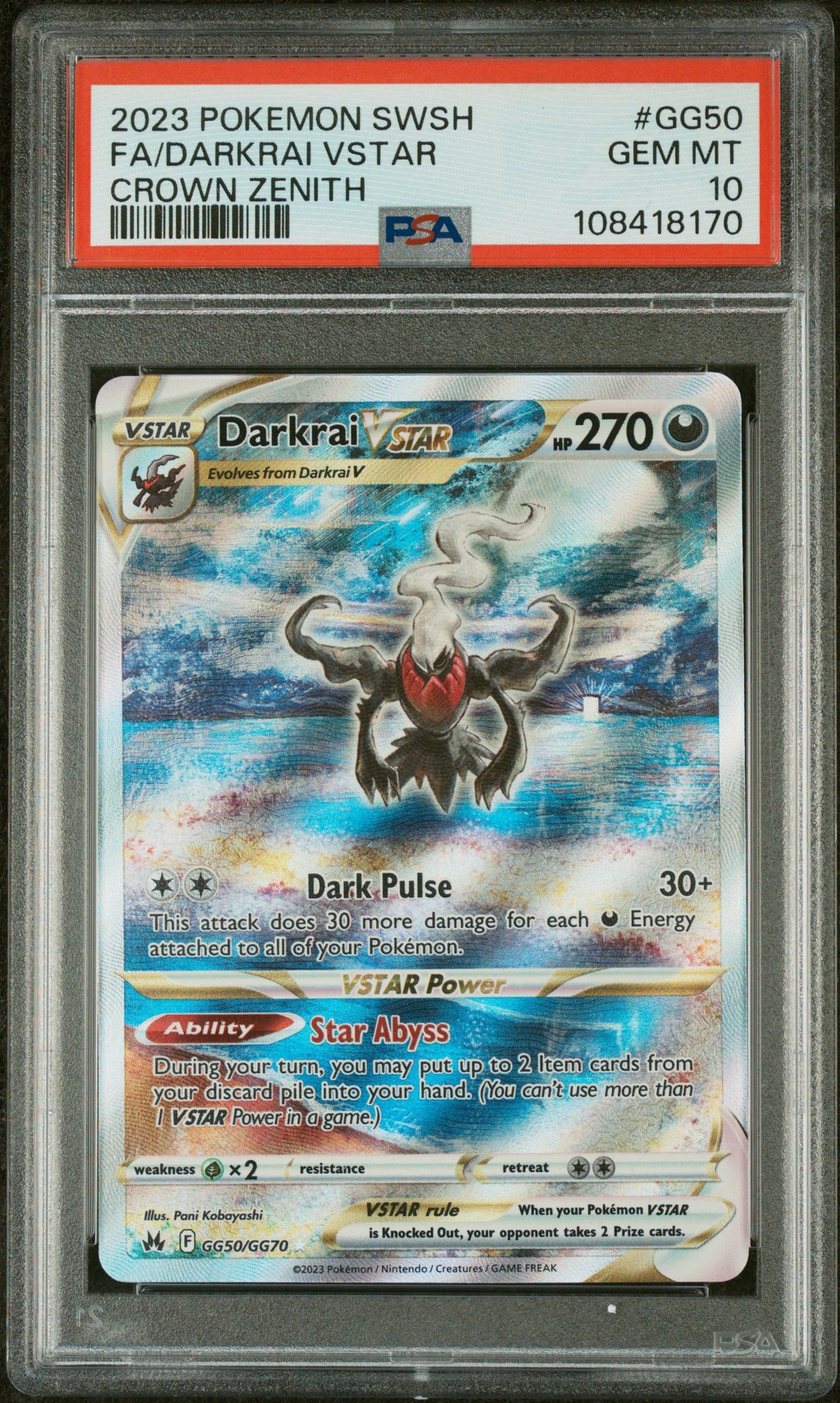 DARKRAI VSTAR 2023 CROWN ZENITH PSA 10