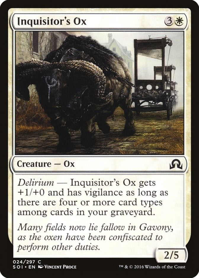 Image for Inquisitor's Ox (24) (Foil) (Shadows over Innistrad) (SOI) - Magic: The Gathering