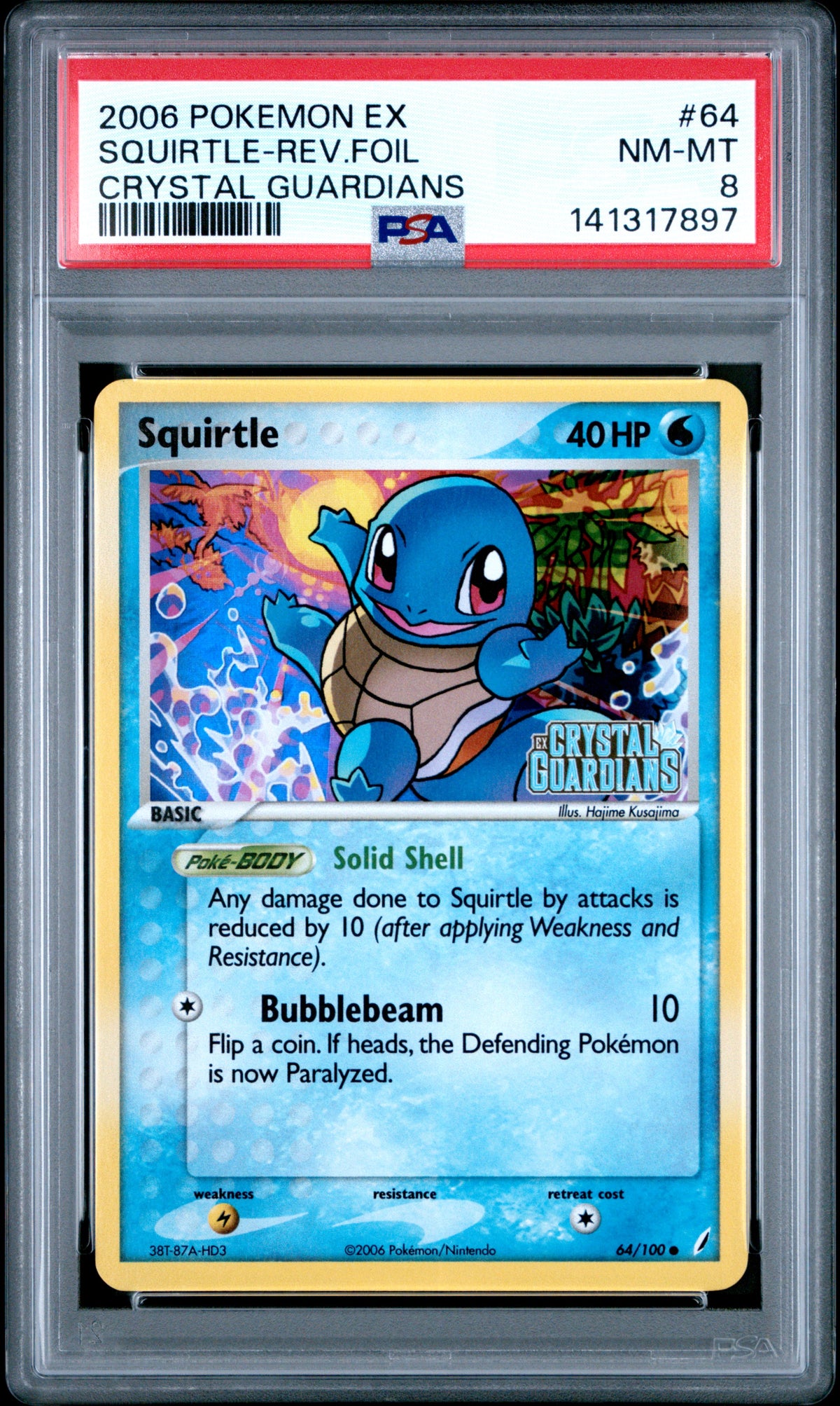 SQUIRTLE REVERSE FOIL 2006 CRYSTAL GUARDIANS PSA 8