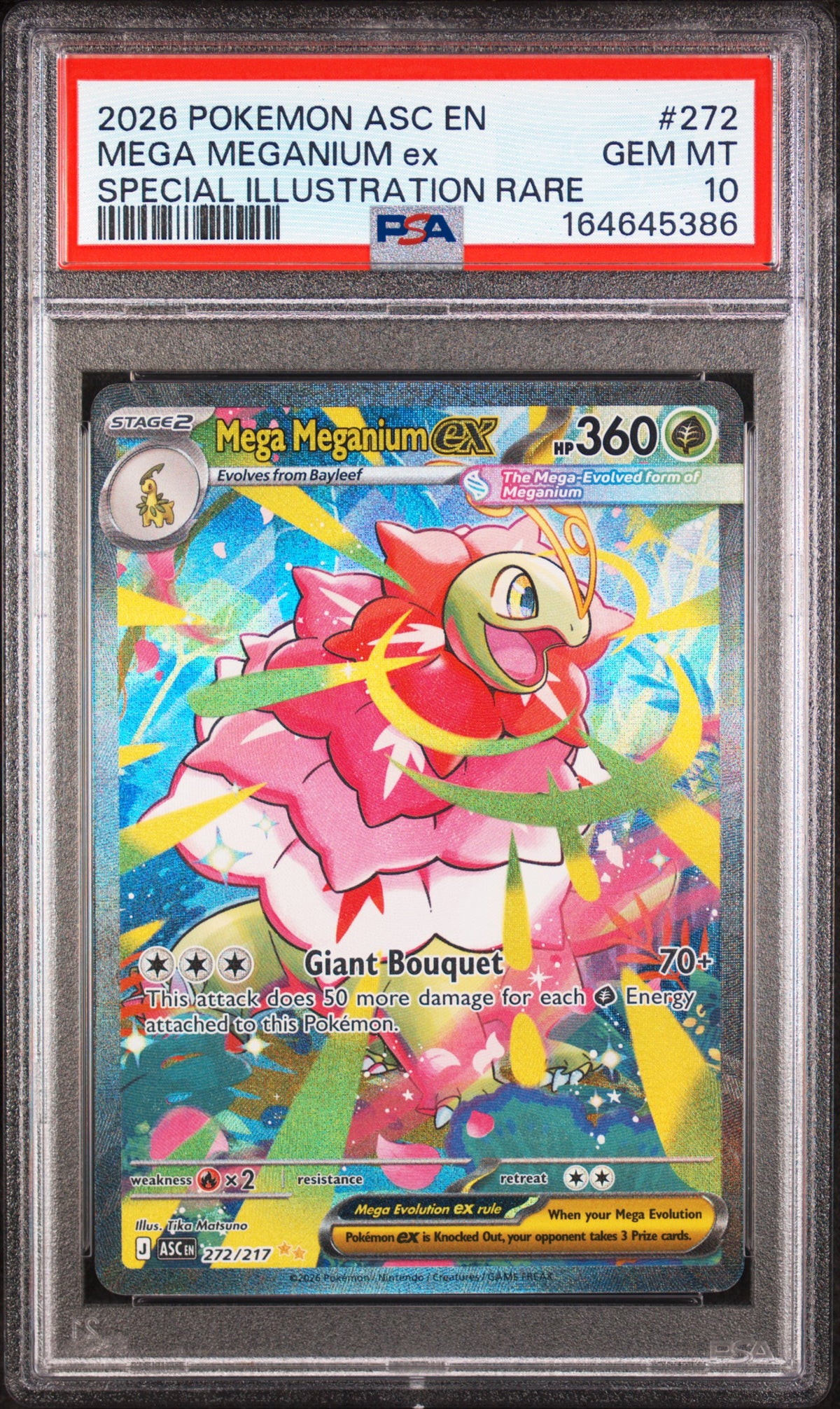 MEGA MEGANIUM ex SPECIAL ILLUSTRATION RARE 2026 ASCENDED HEROES PSA 10