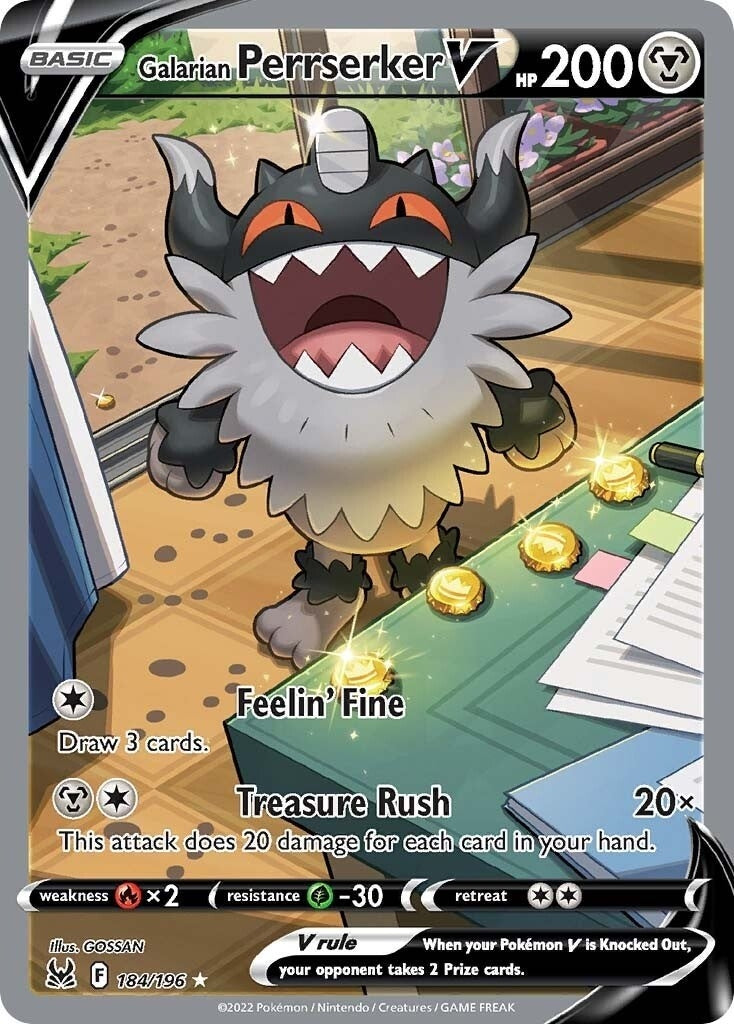 Image for Galarian Perrserker V (Alternate Full Art) (184/196) (SWSH11: Lost Origin) - Pokemon