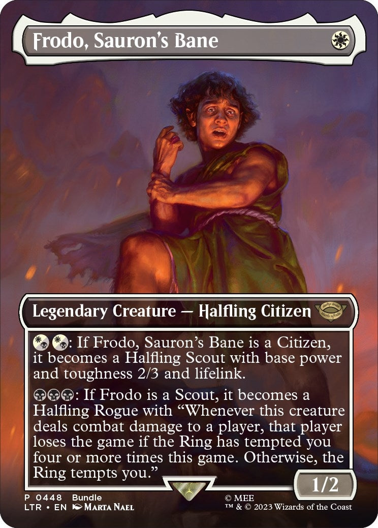 Image for Frodo, Sauron's Bane (Borderless) (LTR Bundle) (448) (Foil) (Unique and Miscellaneous Promos) (UMP) - Magic: The Gathering