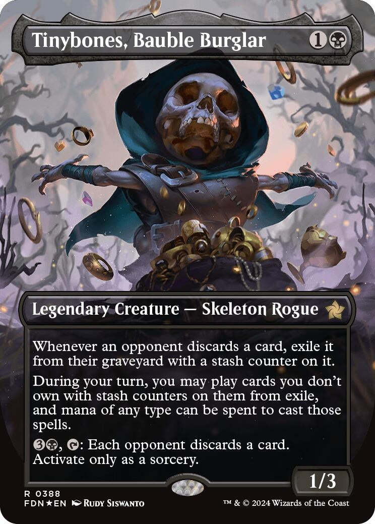 Image for Tinybones, Bauble Burglar (Borderless) (Mana Foil) (388) (Foil) (Foundations) - Magic: The Gathering
