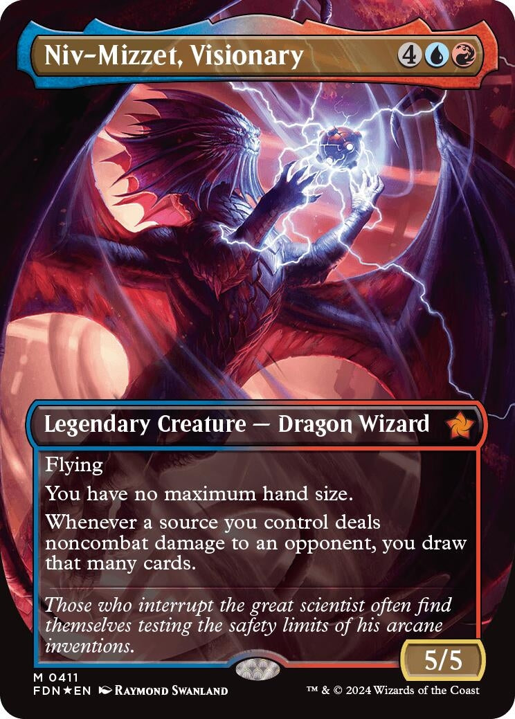 Image for Niv-Mizzet, Visionary (Borderless) (Mana Foil) (411) (Foil) (Foundations) - Magic: The Gathering