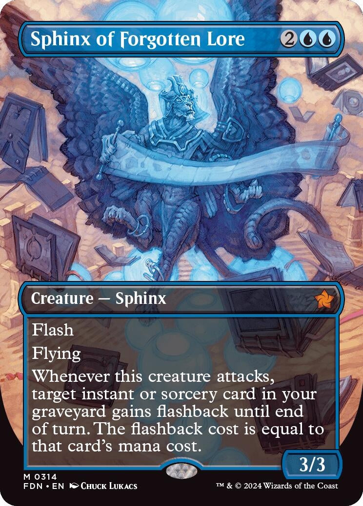 Image for Sphinx of Forgotten Lore (Borderless) (314) (Foundations) - Magic: The Gathering