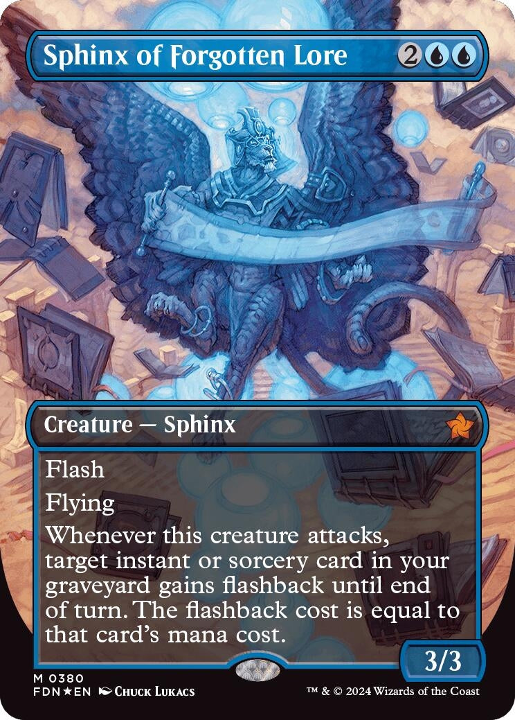 Image for Sphinx of Forgotten Lore (Borderless) (Mana Foil) (380) (Foil) (Foundations) - Magic: The Gathering