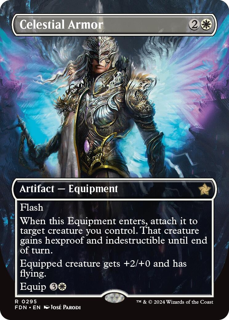 Image for Celestial Armor (Borderless) (295) (Foil) (Foundations) - Magic: The Gathering