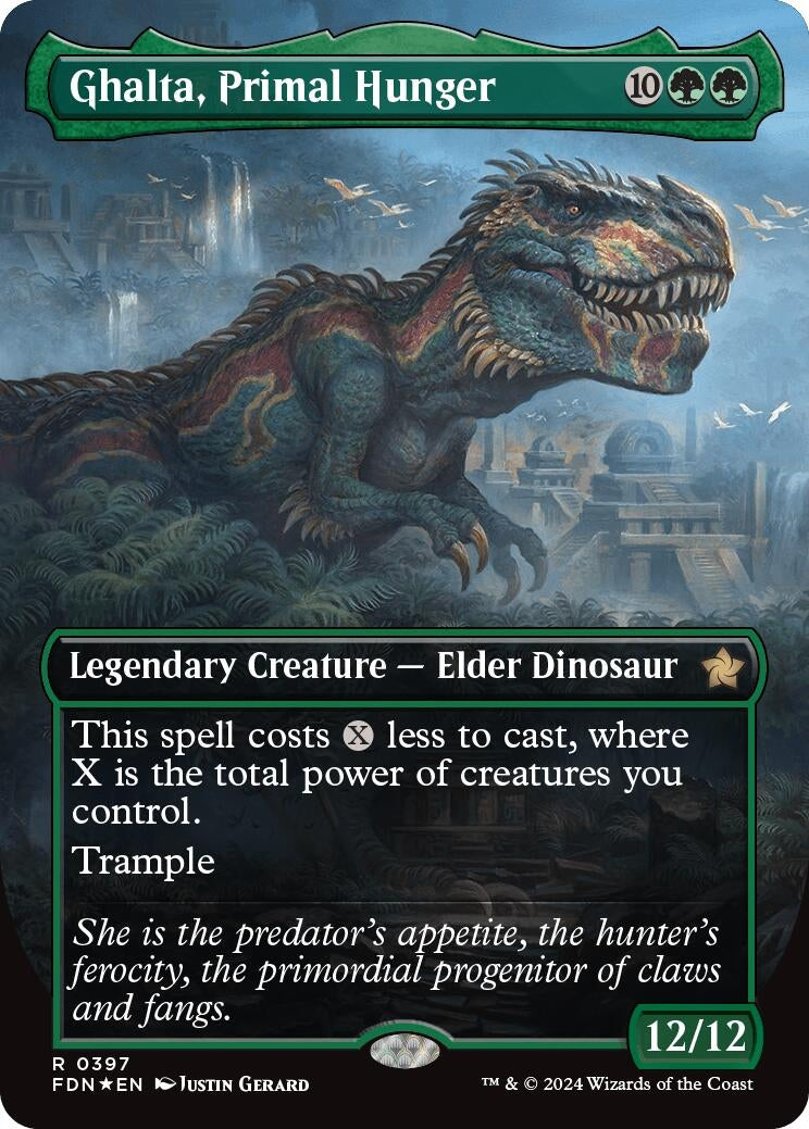 Image for Ghalta, Primal Hunger (Borderless) (Mana Foil) (397) (Foil) (Foundations) - Magic: The Gathering