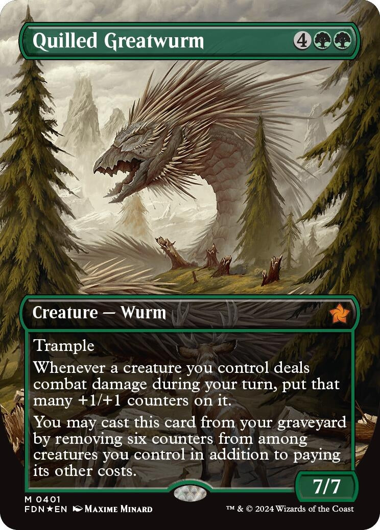 Image for Quilled Greatwurm (Borderless) (Mana Foil) (401) (Foil) (Foundations) - Magic: The Gathering