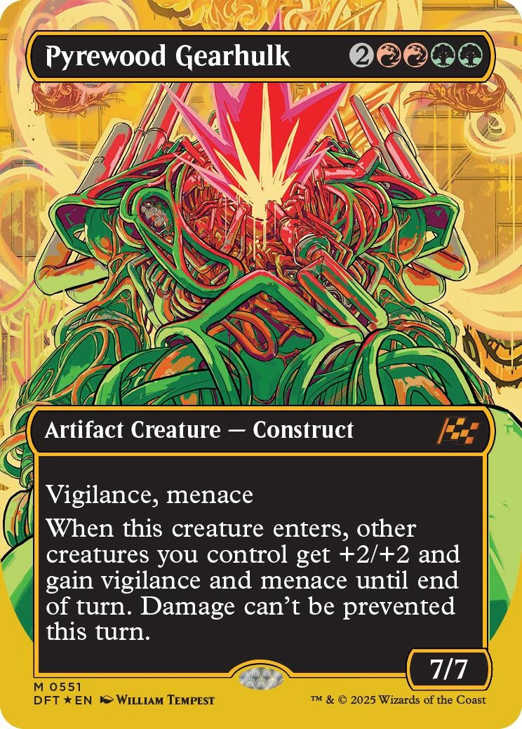 Image for Pyrewood Gearhulk (Borderless) (First-Place Foil) (551) (Foil) (Aetherdrift) (DFT) - Magic: The Gathering