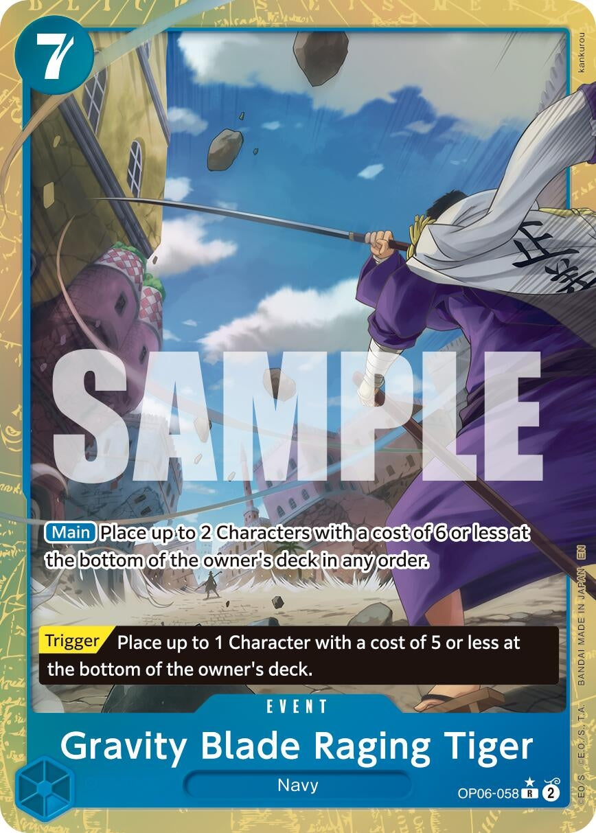 Image for Gravity Blade Raging Tiger (Alternate Art) (OP06-058) (Foil) (Premium Booster -The Best- Vol. 2) - One Piece Card Game