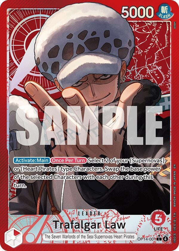 Image for Trafalgar Law - OP14-001 (Alternate Art) (OP14-001) (Foil) (The Azure Sea's Seven) - One Piece Card Game