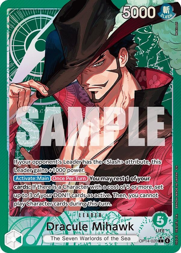 Image for Dracule Mihawk - OP14-020 (Alternate Art) (OP14-020) (Foil) (The Azure Sea's Seven) - One Piece Card Game
