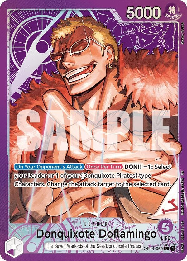 Image for Donquixote Doflamingo - OP14-060 (Alternate Art) (OP14-060) (Foil) (The Azure Sea's Seven) - One Piece Card Game