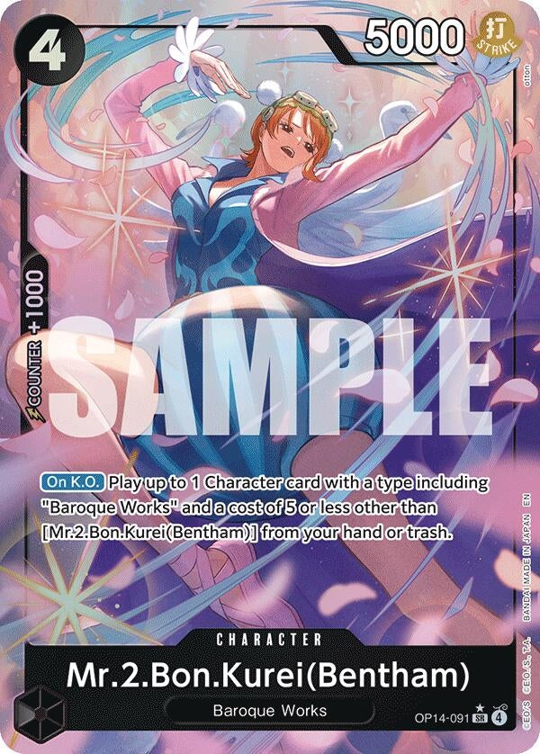 Image for Mr.2.Bon.Kurei (Bentham) (Alternate Art) (OP14-091) (Foil) (The Azure Sea's Seven) - One Piece Card Game
