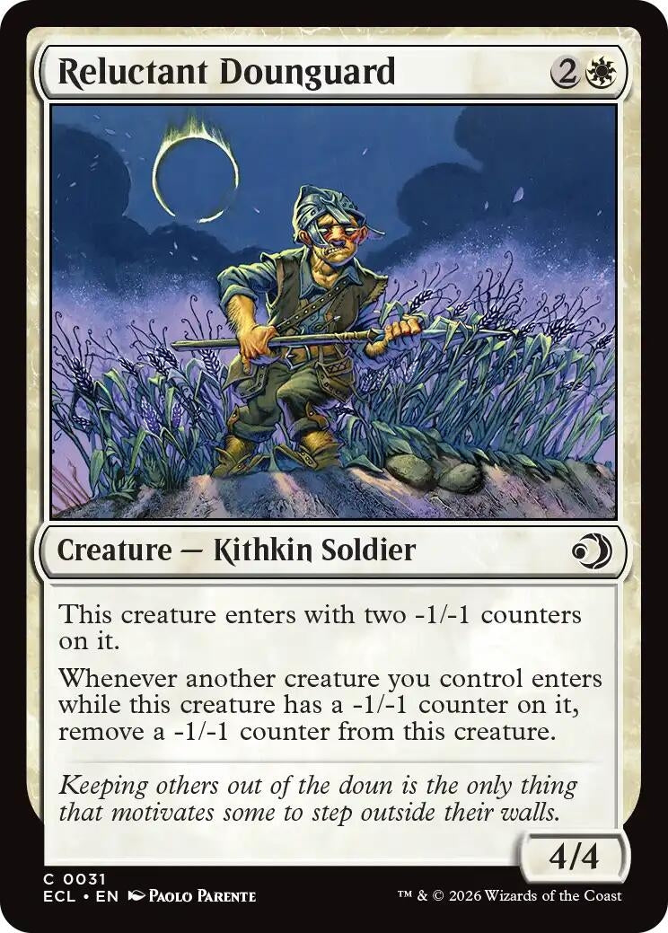 Image for Reluctant Dounguard (31) (Foil) (Lorwyn Eclipsed) - Magic: The Gathering
