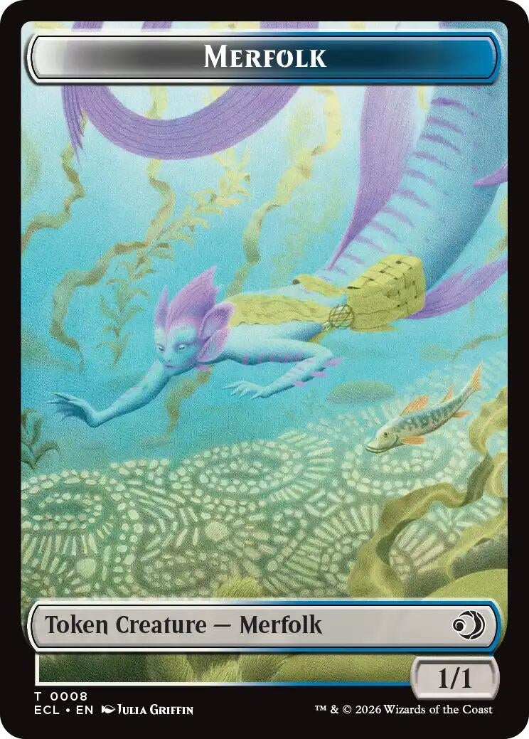 Image for Merfolk // Worm Double-Sided Token (8 // 9) (Foil) (Lorwyn Eclipsed) - Magic: The Gathering