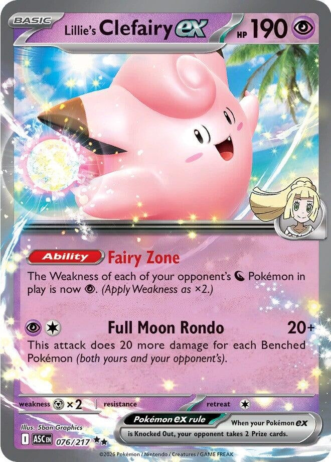 Image for Lillie's Clefairy ex (076/217) (Holofoil) (ME: Ascended Heroes) - Pokemon