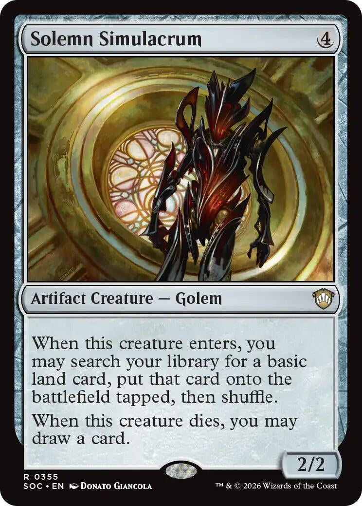 Image for Solemn Simulacrum (355) (Commander: Secrets of Strixhaven) - Magic: The Gathering