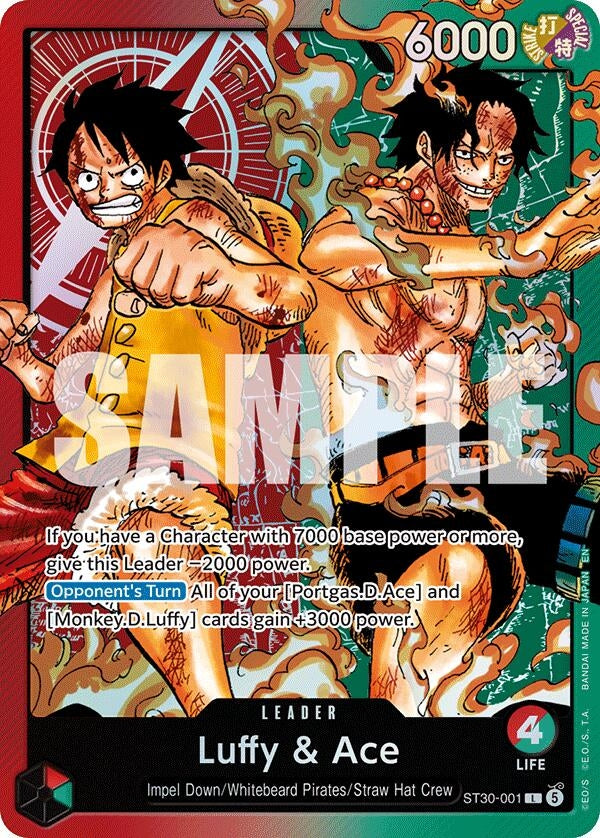 Image for Luffy & Ace (ST30-001) (Foil) (ST-30: Starter Deck 30 EX Luffy & Ace) (ST-30) - One Piece Card Game