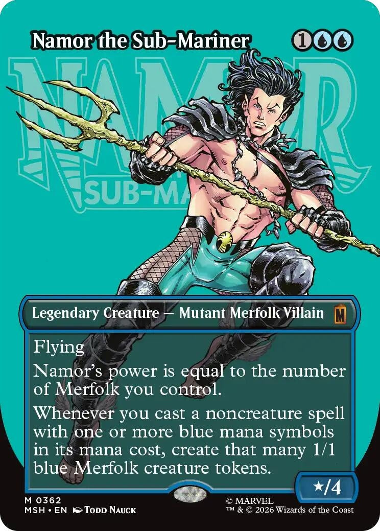 Image for Namor the Sub-Mariner (Borderless) (0362) (362) (Foil) (Marvel Super Heroes) (MSH) - Magic: The Gathering