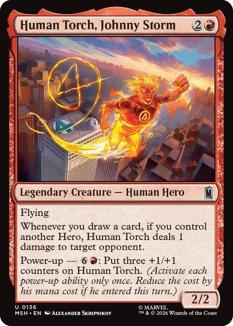 Image for Human Torch, Johnny Storm (136) (Foil) (Marvel Super Heroes) (MSH) - Magic: The Gathering