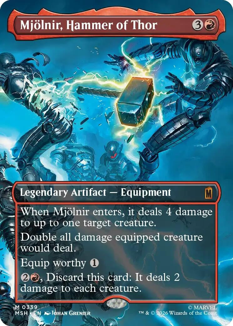Image for Mjolnir, Hammer of Thor (Borderless) (0339) (339) (Marvel Super Heroes) (MSH) - Magic: The Gathering