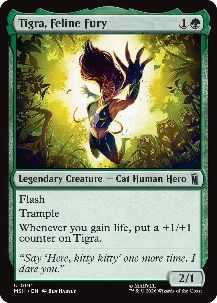 Image for Tigra, Feline Fury (191) (Foil) (Marvel Super Heroes) (MSH) - Magic: The Gathering
