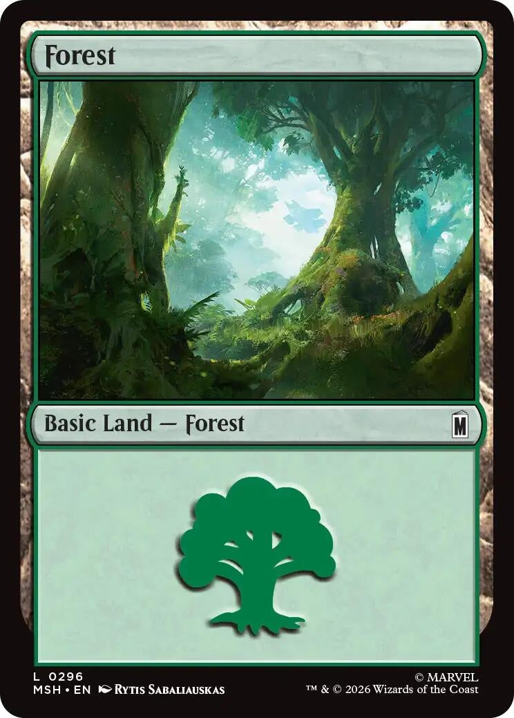 Image for Forest (0296) (296) (Foil) (Marvel Super Heroes) (MSH) - Magic: The Gathering