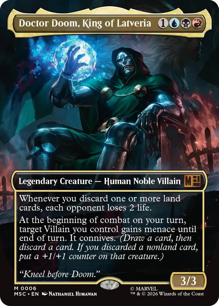Image for Doctor Doom, King of Latveria (Borderless) (6) (Foil) (Commander: Marvel Super Heroes) (MSC) - Magic: The Gathering