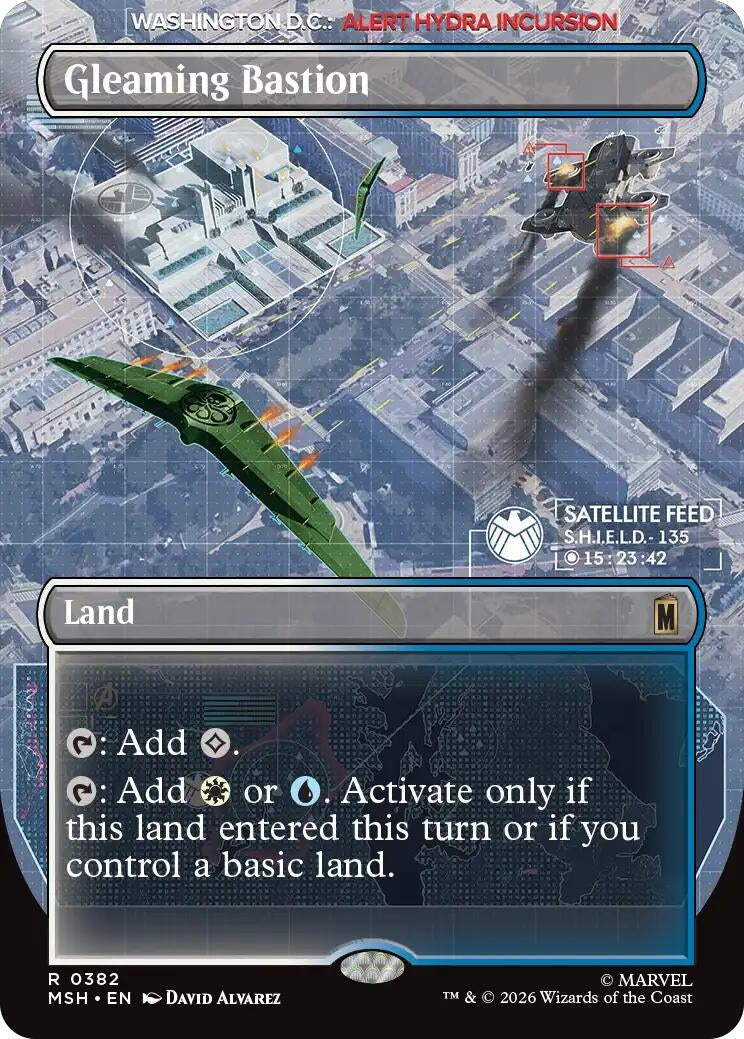 Image for Gleaming Bastion (Borderless) (382) (Marvel Super Heroes) (MSH) - Magic: The Gathering