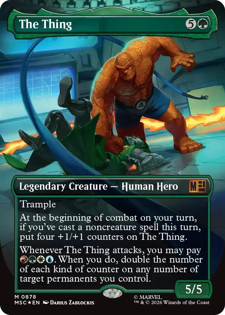 Image for The Thing (Borderless) (Surge Foil) (878) (Foil) (Commander: Marvel Super Heroes) (MSC) - Magic: The Gathering