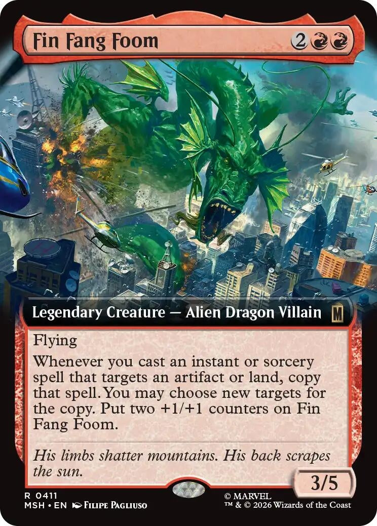 Image for Fin Fang Foom (Extended Art) (411) (Foil) (Marvel Super Heroes) (MSH) - Magic: The Gathering