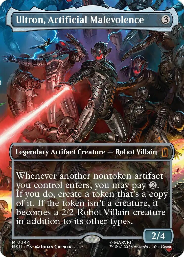Image for Ultron, Artificial Malevolence (Borderless) (0344) (344) (Foil) (Marvel Super Heroes) (MSH) - Magic: The Gathering
