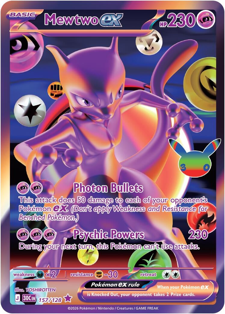Image for Mewtwo ex (157/128) (Holofoil) (ME: 30th Celebration) (30C) - Pokemon