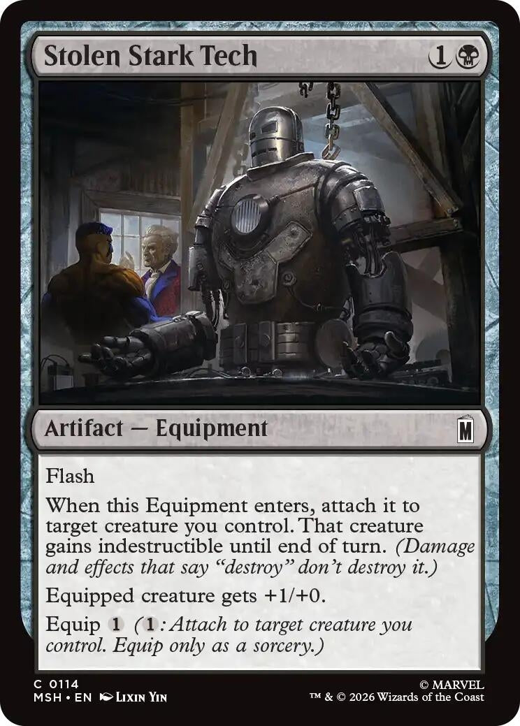Image for Stolen Stark Tech (114) (Foil) (Marvel Super Heroes) (MSH) - Magic: The Gathering