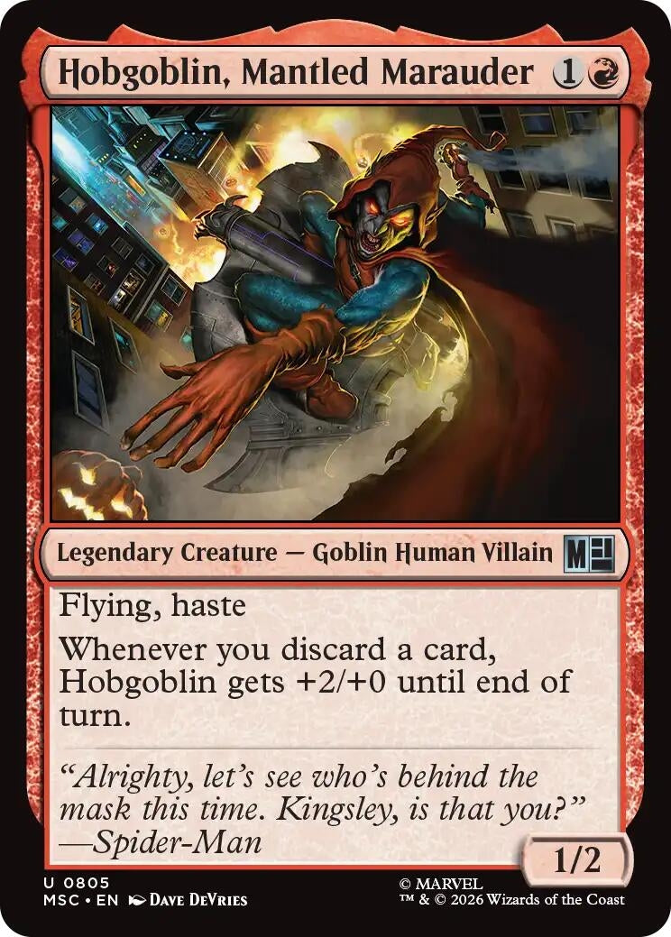 Image for Hobgoblin, Mantled Marauder (805) (Foil) (Commander: Marvel Super Heroes) (MSC) - Magic: The Gathering