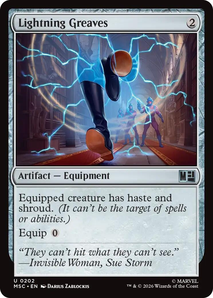 Image for Lightning Greaves (Surge Foil) (202) (Foil) (Commander: Marvel Super Heroes) (MSC) - Magic: The Gathering