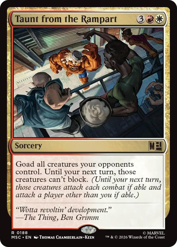 Image for Taunt from the Rampart (Surge Foil) (188) (Foil) (Commander: Marvel Super Heroes) (MSC) - Magic: The Gathering