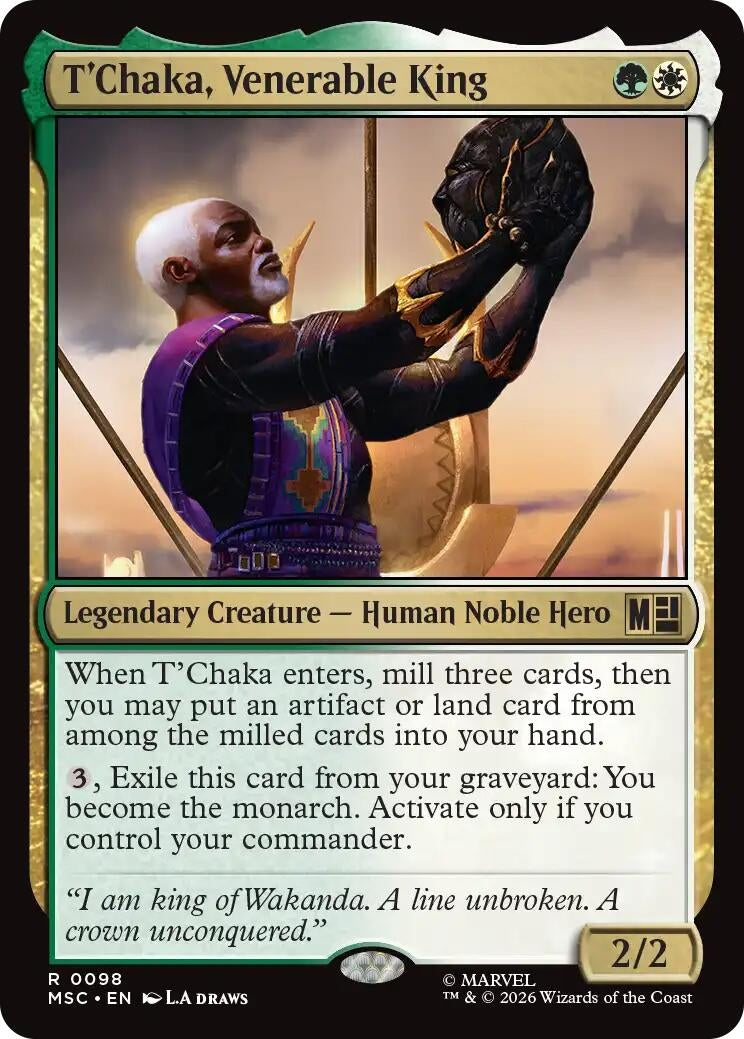 Image for T'Chaka, Venerable King (Surge Foil) (98) (Foil) (Commander: Marvel Super Heroes) (MSC) - Magic: The Gathering