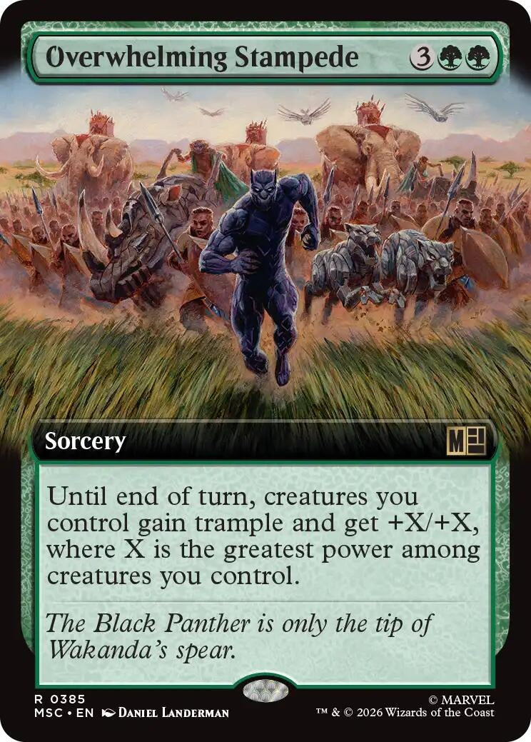 Image for Overwhelming Stampede (Extended Art) (385) (Foil) (Commander: Marvel Super Heroes) (MSC) - Magic: The Gathering