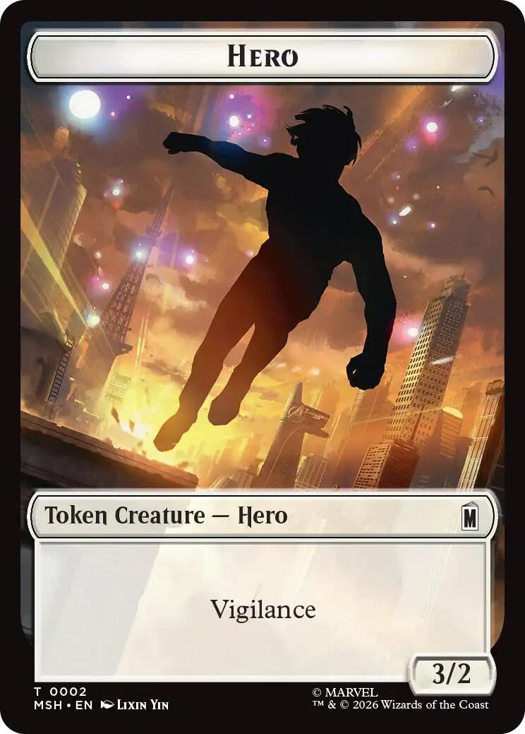 Image for Hero // Robot Villain Double-Sided Token (002/020) (Marvel Super Heroes) (MSH) - Magic: The Gathering