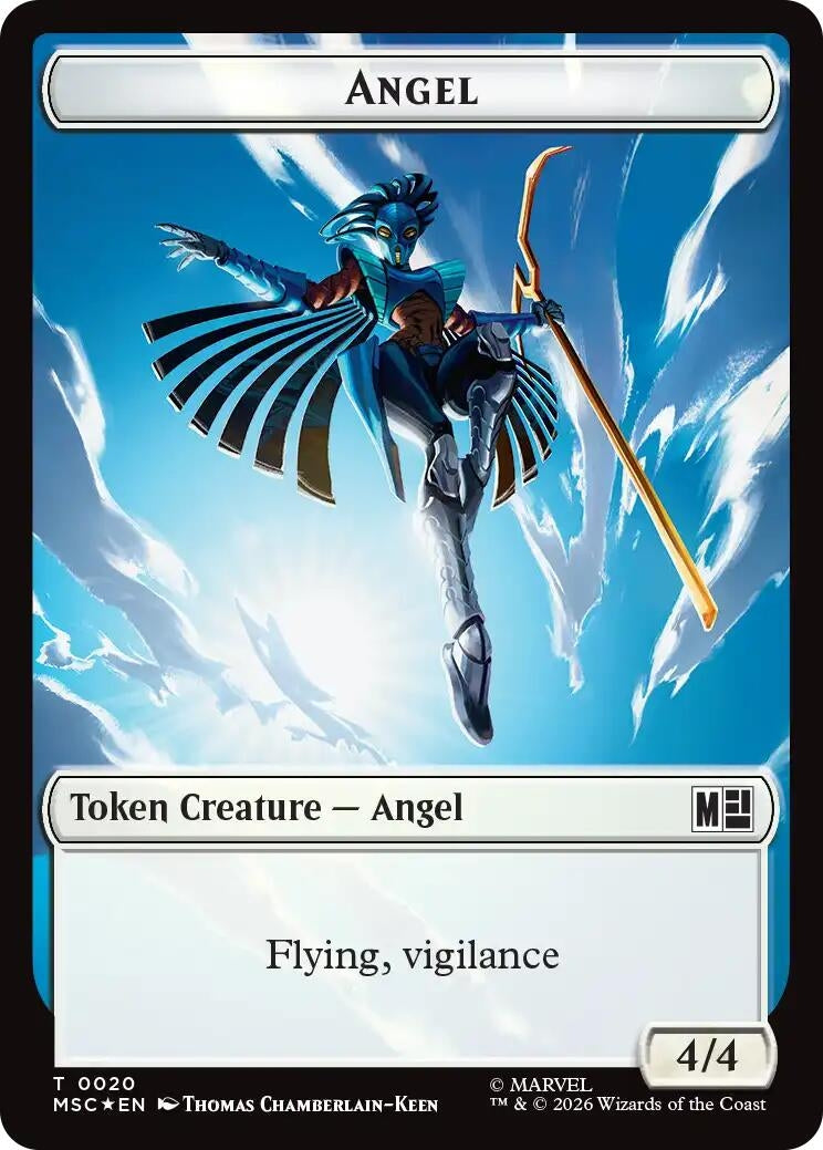 Image for Angel (020) // Vibranium (031) Double-Sided Token (Surge Foil) (20 // 31) (Foil) (Commander: Marvel Super Heroes) (MSC) - Magic: The Gathering