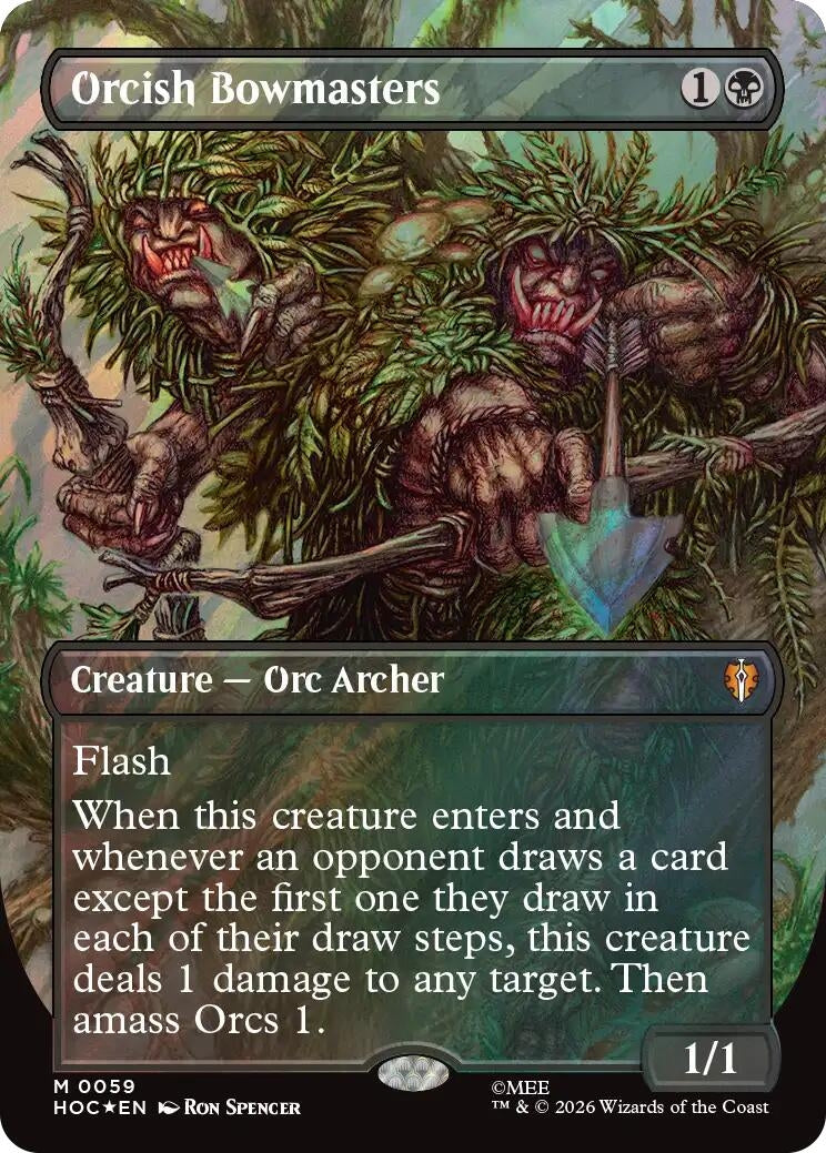 Image for Orcish Bowmasters (Borderless) (Surge Foil) (59) (Foil) (The Hobbit: Eternal-Legal) (HOC) - Magic: The Gathering