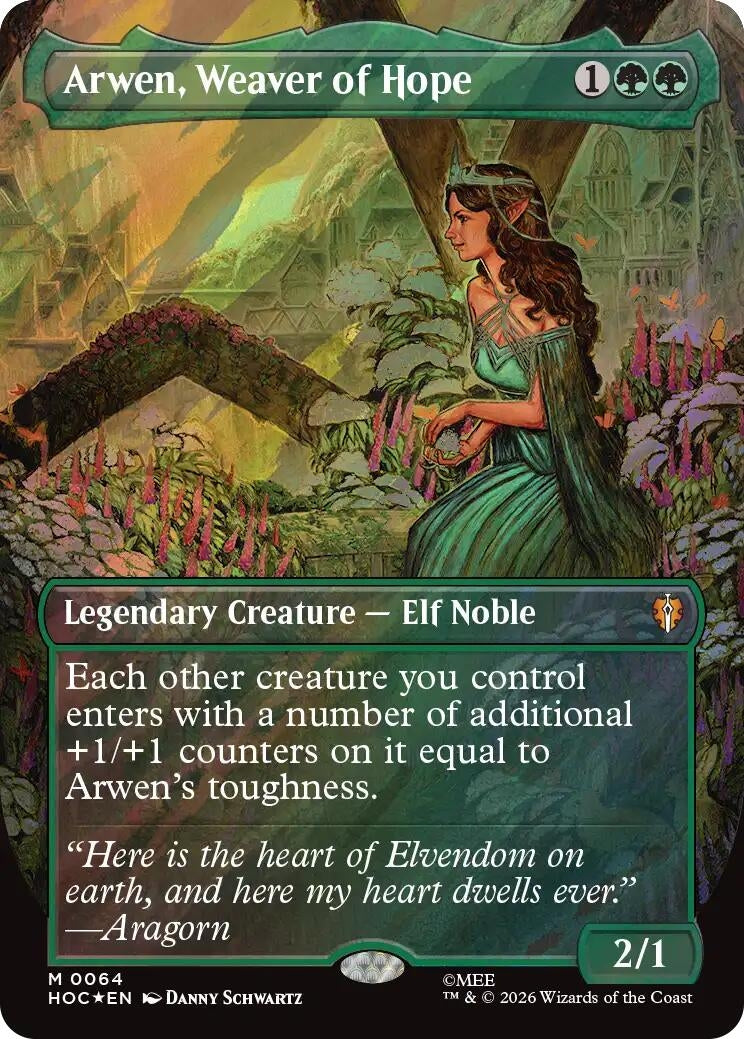 Image for Arwen, Weaver of Hope (Borderless) (Surge Foil) (64) (Foil) (The Hobbit: Eternal-Legal) (HOC) - Magic: The Gathering