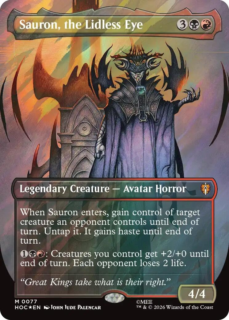 Image for Sauron, the Lidless Eye (Borderless) (Surge Foil) (77) (Foil) (The Hobbit: Eternal-Legal) (HOC) - Magic: The Gathering