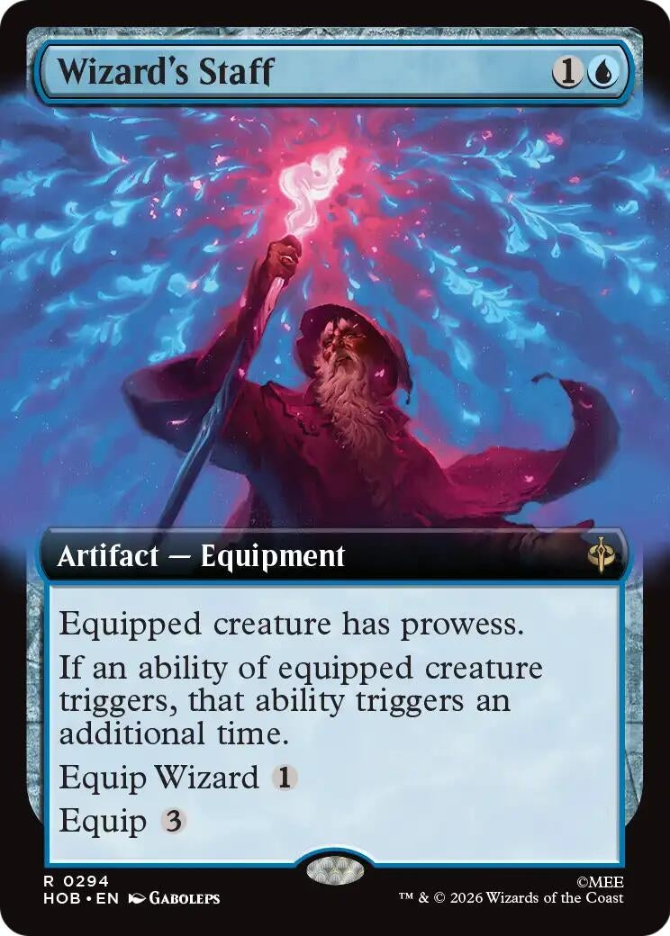 Image for Wizard's Staff (Extended Art) (294) (Foil) (The Hobbit) (HOB) - Magic: The Gathering
