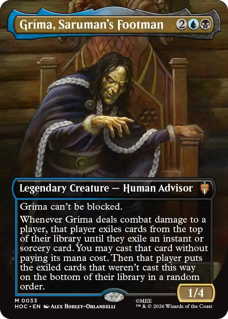 Image for Grima, Saruman's Footman (Borderless) (33) (Foil) (The Hobbit: Eternal-Legal) (HOC) - Magic: The Gathering
