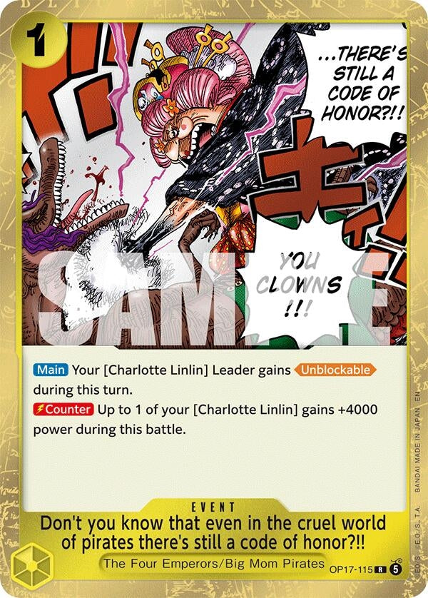 Image for Don't you know that even in the cruel world of pirates there's still a code of honor?!! (OP17-115) (Foil) (The World's Strongest Warriors) (OP17) - One Piece Card Game
